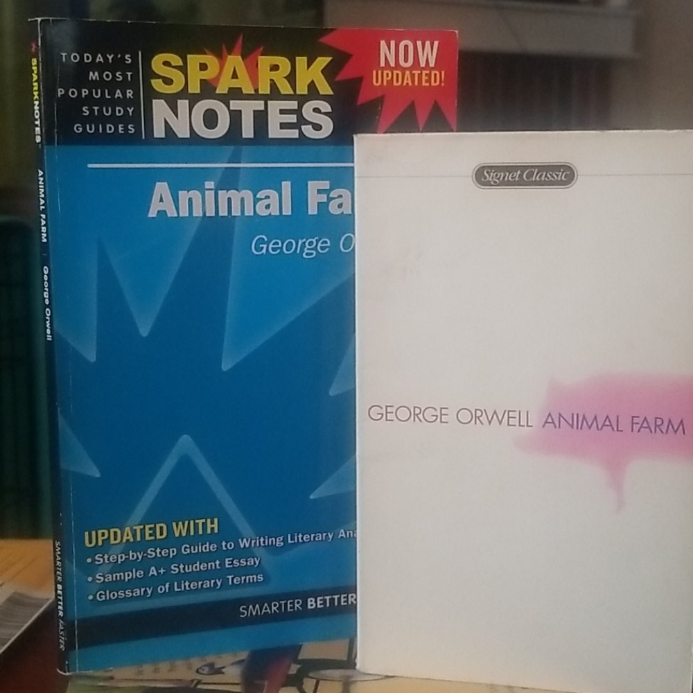 Animal Farm book and Spark notes book
